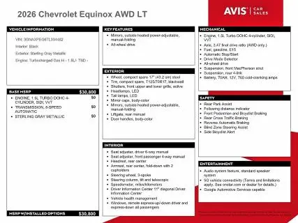 2026 CHEVROLET EQUINOX LT  