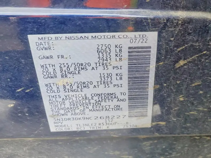 2022 NISSAN PATHFINDER PLATINUM  