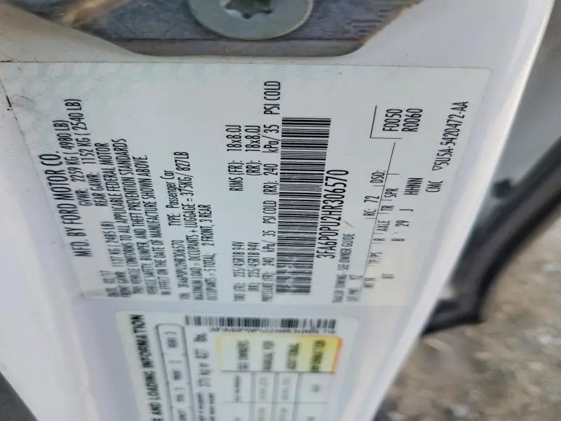 2017 FORD FUSION SE PHEV  