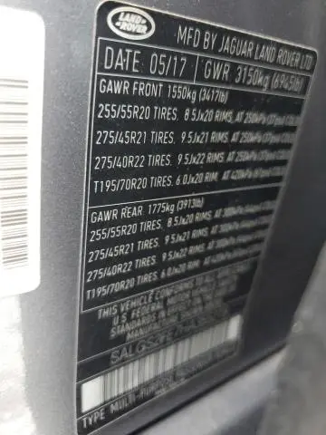 2017 LAND ROVER RANGE ROVER SUPERCHARGED  