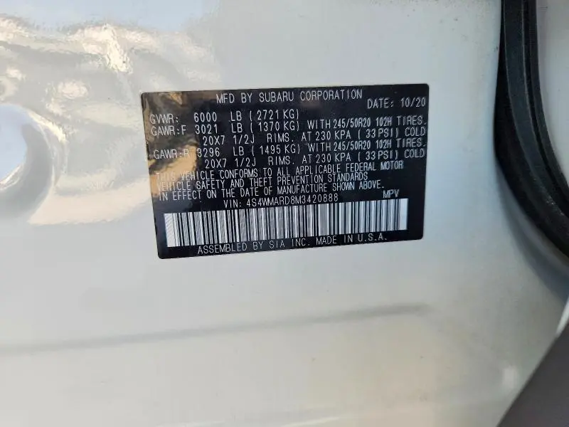 2021 SUBARU ASCENT TOURING  