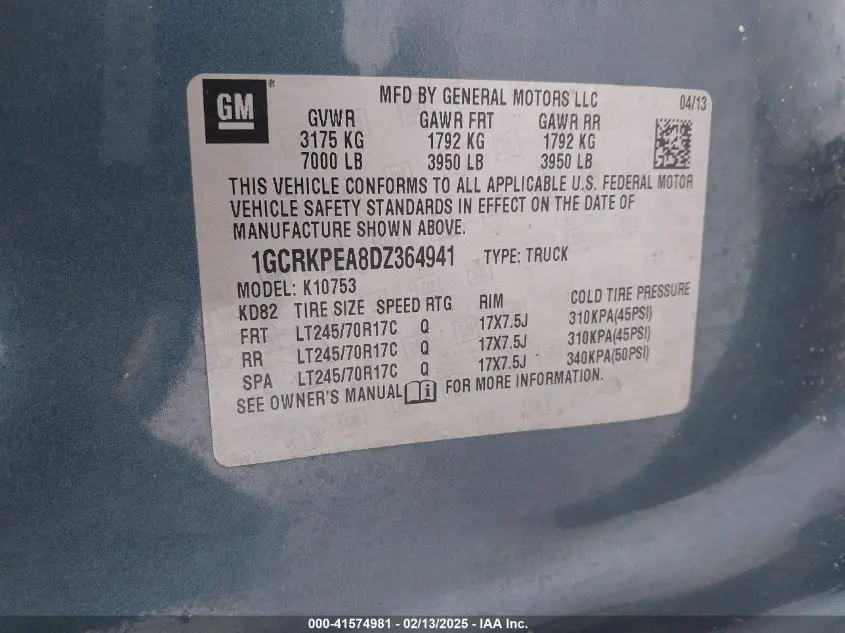 2013 CHEVROLET SILVERADO 1500 WORK TRUCK