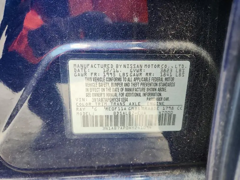2017 NISSAN SENTRA S  