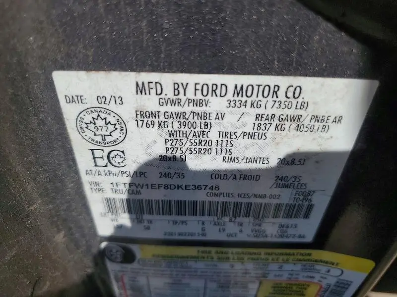 2013 FORD F150 SUPERCREW  