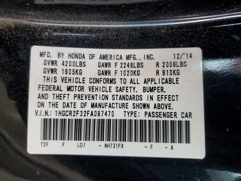 2015 HONDA ACCORD LX  