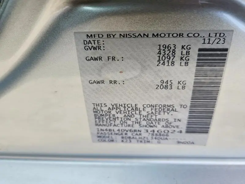 2024 NISSAN ALTIMA SV  