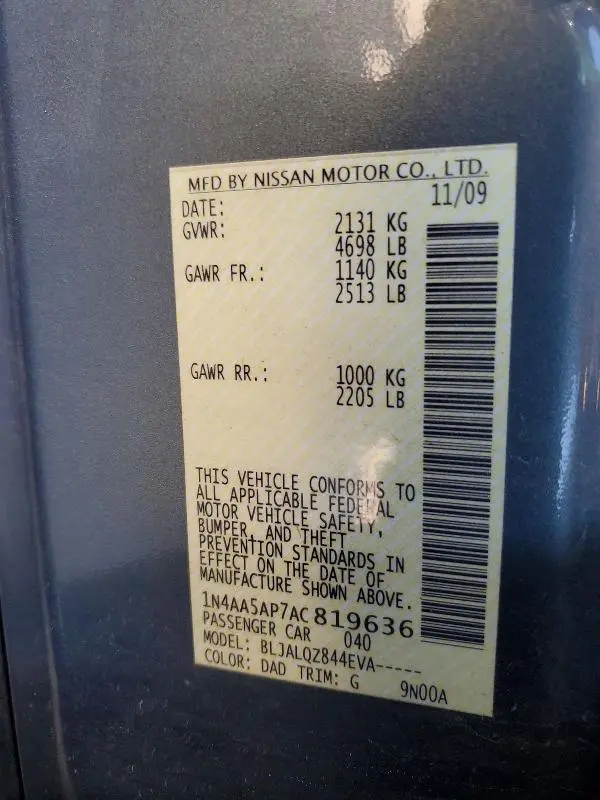 2010 NISSAN MAXIMA 3.5 S  