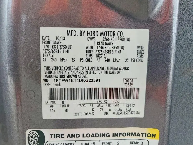 2013 FORD F150 SUPERCREW  