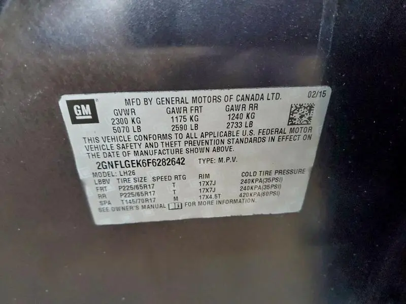 2015 CHEVROLET EQUINOX LT  