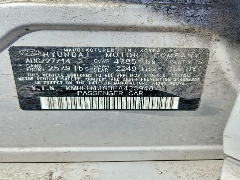 2014 HYUNDAI AZERA LIMITED  