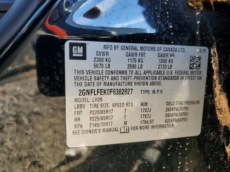 2015 CHEVROLET EQUINOX LT  