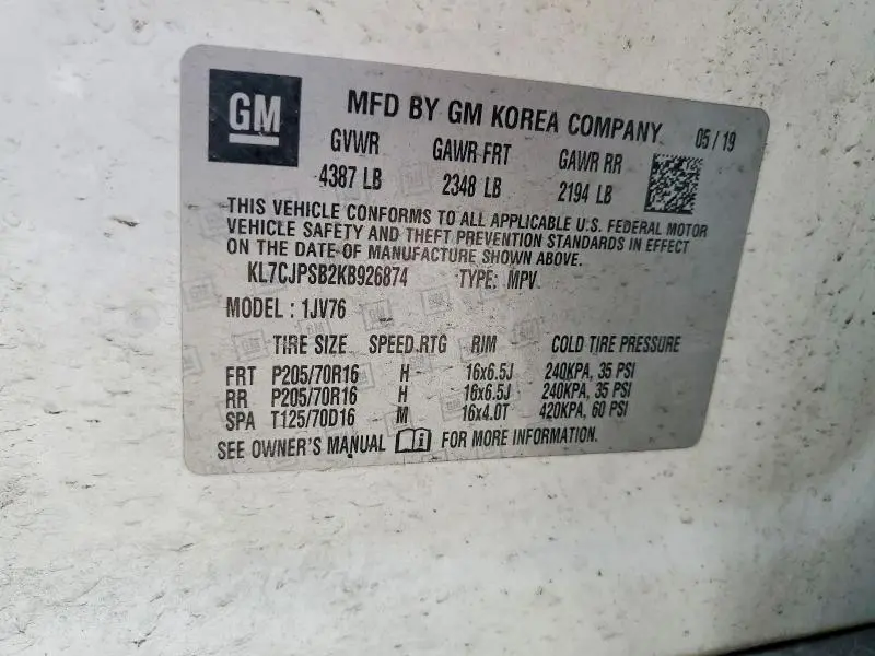 2019 CHEVROLET TRAX 1LT  