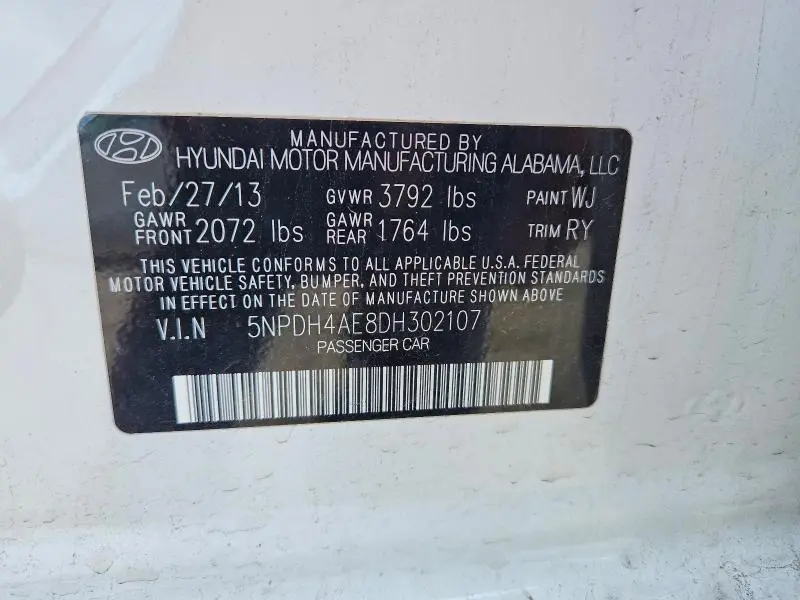 2013 HYUNDAI ELANTRA LIMITED  