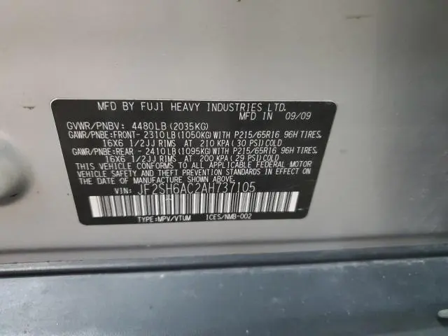 2010 SUBARU FORESTER 2.5X