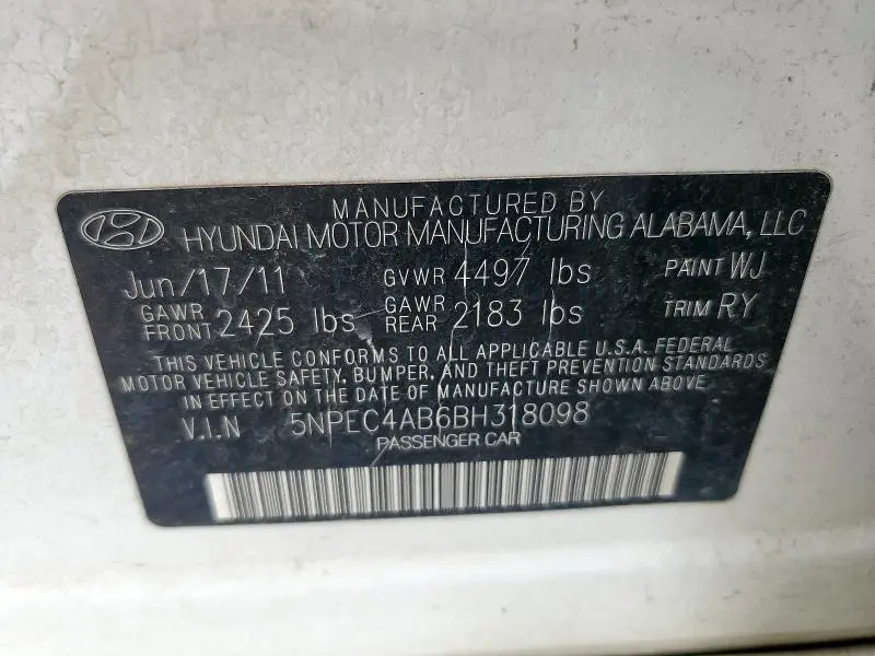 2011 HYUNDAI SONATA SE
