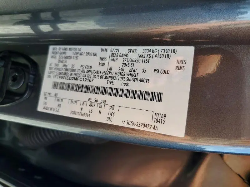 2021 FORD F150 SUPERCREW  