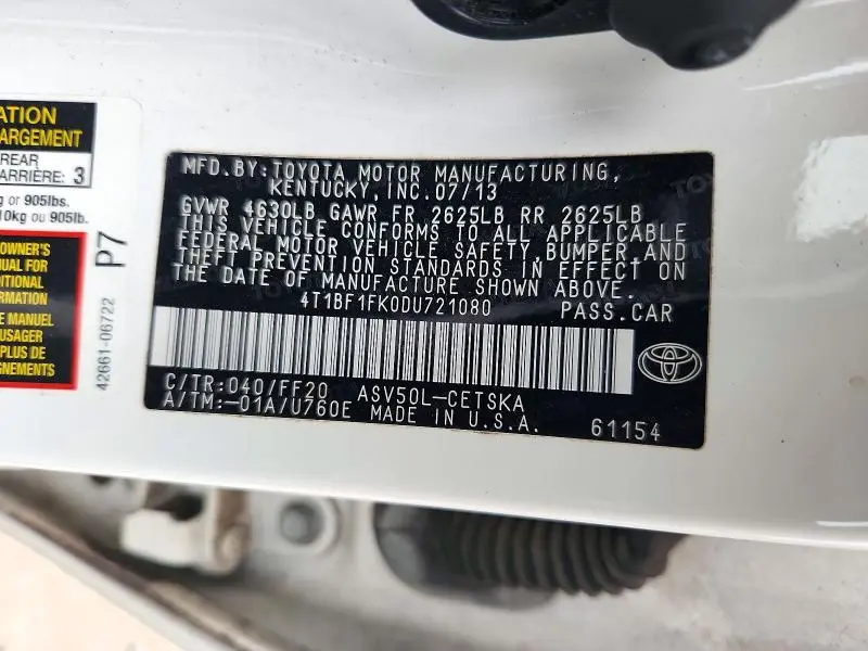 2013 TOYOTA CAMRY SE  