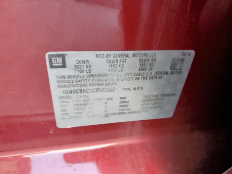2016 CHEVROLET TAHOE C1500 LT  