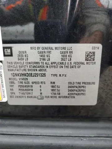 2014 CHEVROLET TRAVERSE LT  