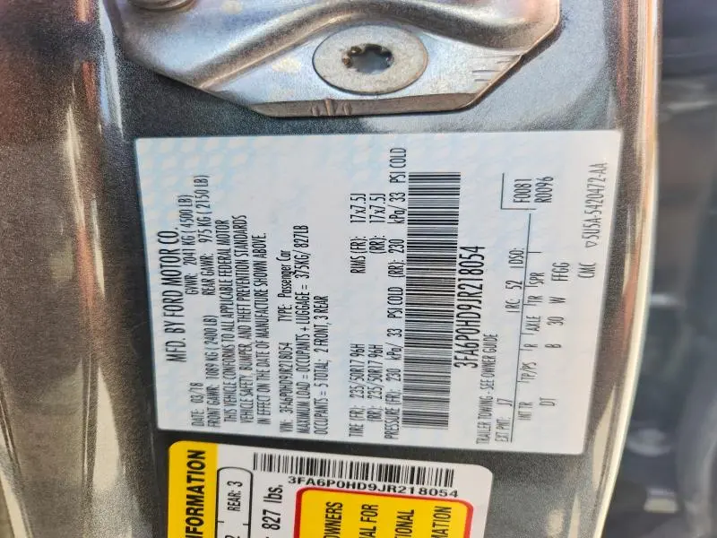 2018 FORD FUSION SE  