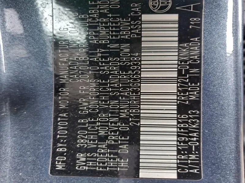 2016 TOYOTA COROLLA L  