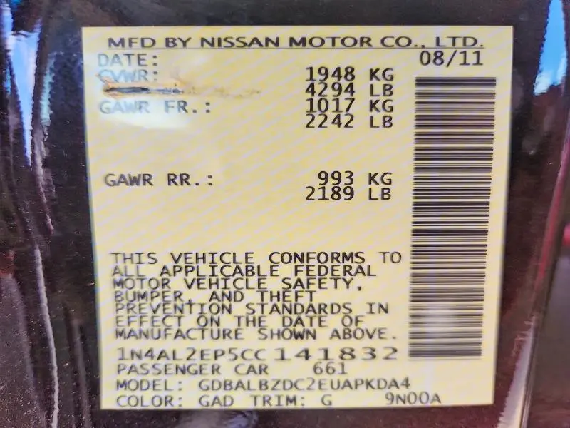 2012 NISSAN ALTIMA 2.5 S  