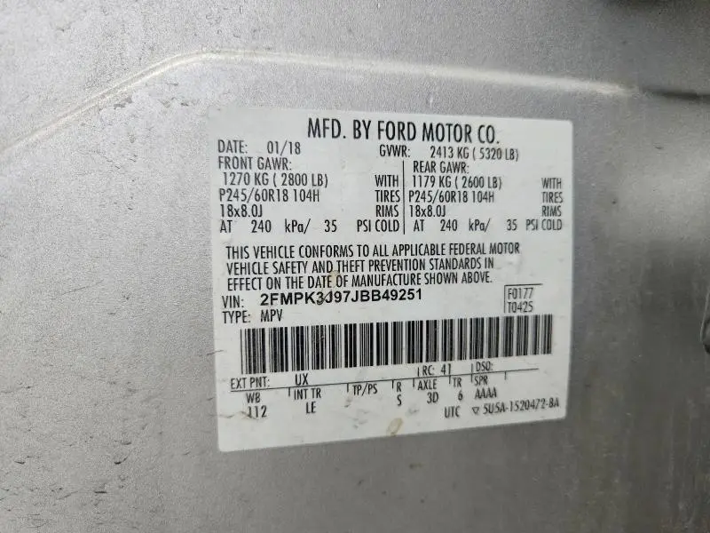 2018 FORD EDGE SEL  