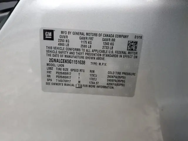 2016 CHEVROLET EQUINOX LT  