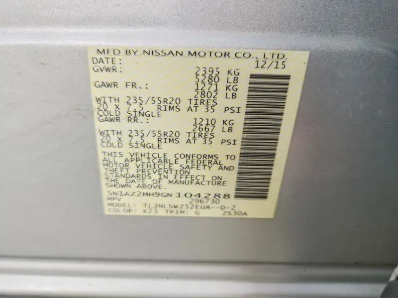 2016 NISSAN MURANO PLATINUM  