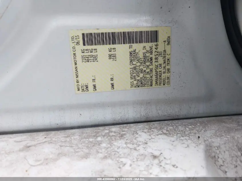 2016 NISSAN MAXIMA 3.5 SV