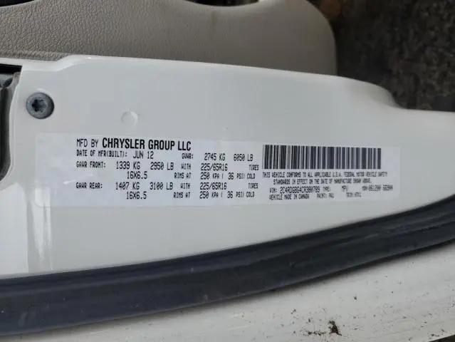 2012 DODGE GRAND CARAVAN SE  