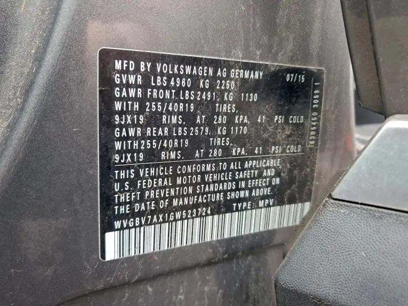 2016 VOLKSWAGEN TIGUAN S  