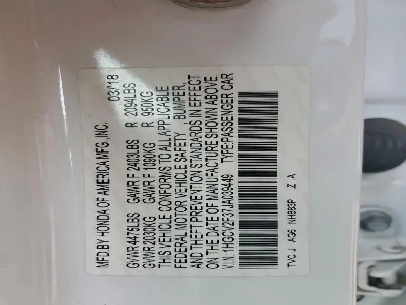 2018 HONDA ACCORD SPORT  