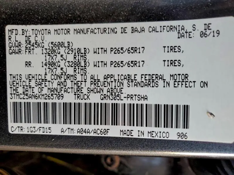 2019 TOYOTA TACOMA DOUBLE CAB  