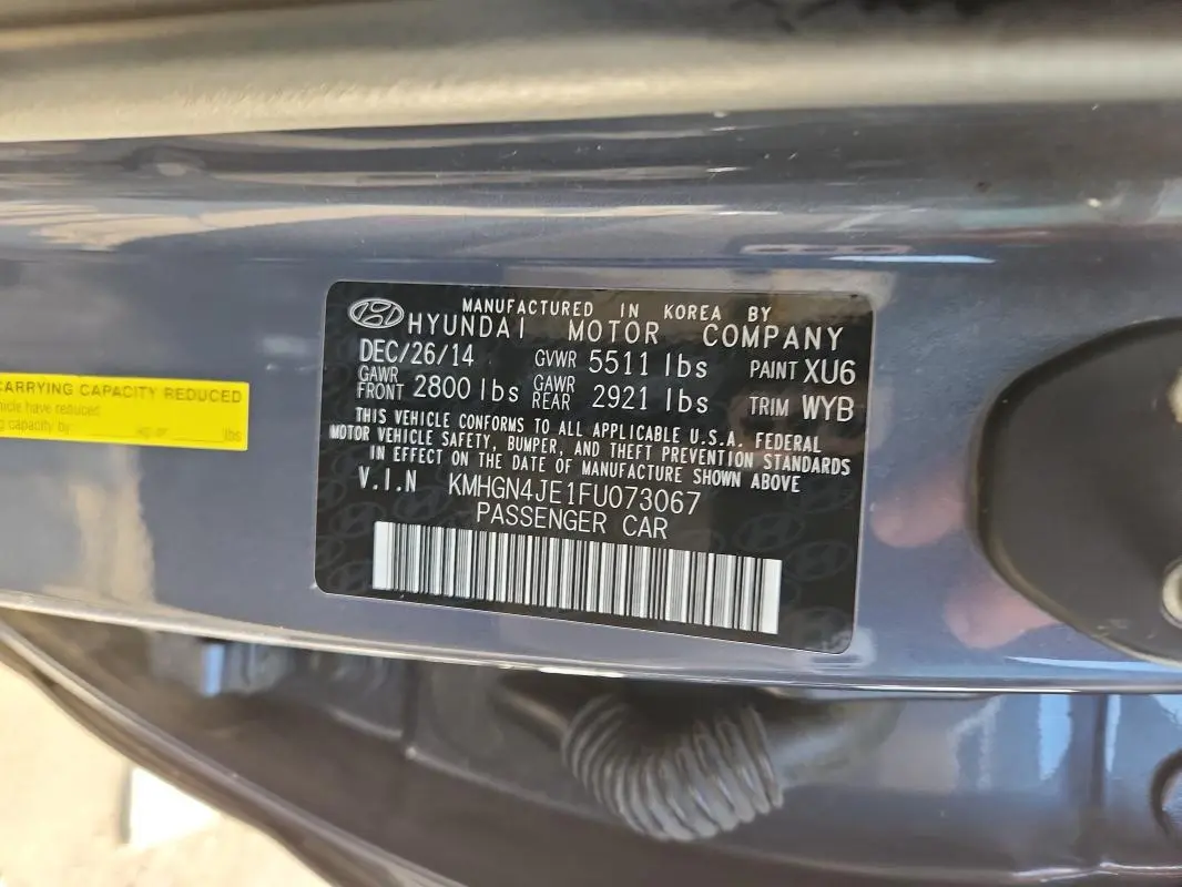 2015 HYUNDAI GENESIS 3.8L  