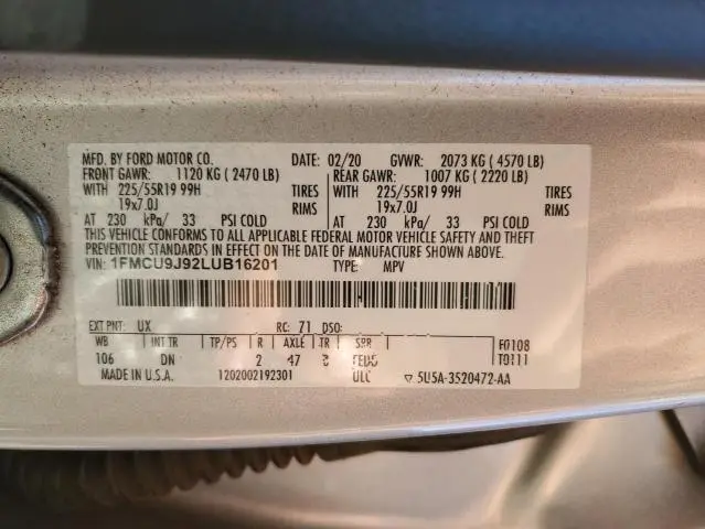 2020 FORD ESCAPE TITANIUM  