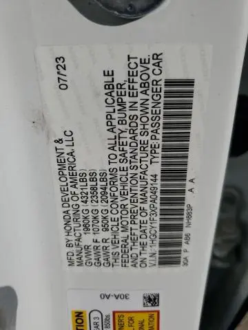 2023 HONDA ACCORD EX  