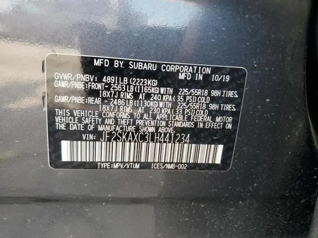 2020 SUBARU FORESTER TOURING  