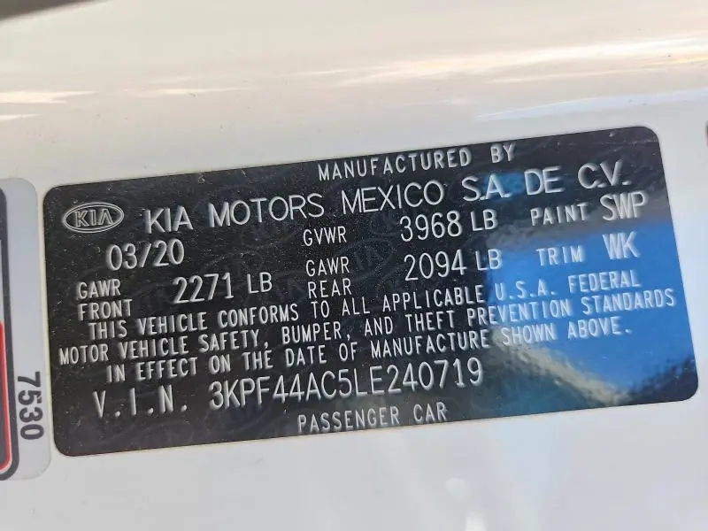 2020 KIA FORTE GT  