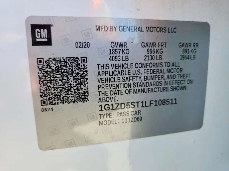 2020 CHEVROLET MALIBU LT  