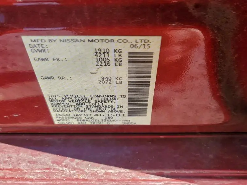 2015 NISSAN ALTIMA 2.5  