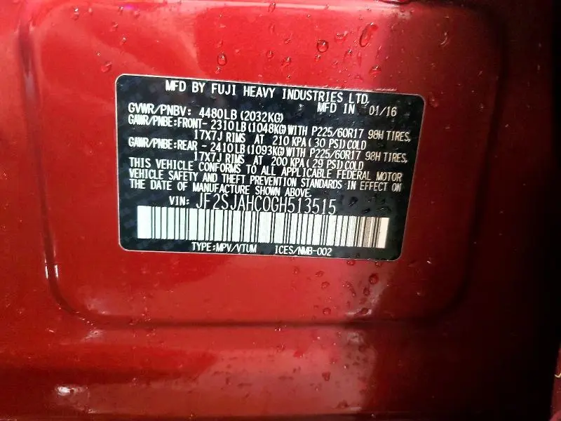 2016 SUBARU FORESTER 2.5I LIMITED  