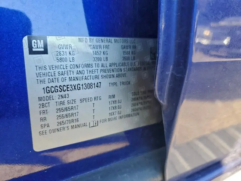 2016 CHEVROLET COLORADO LT  