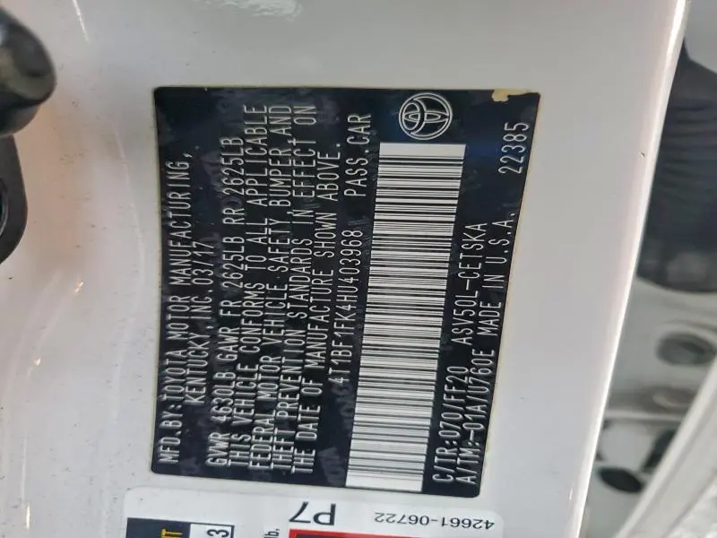 2017 TOYOTA CAMRY LE  