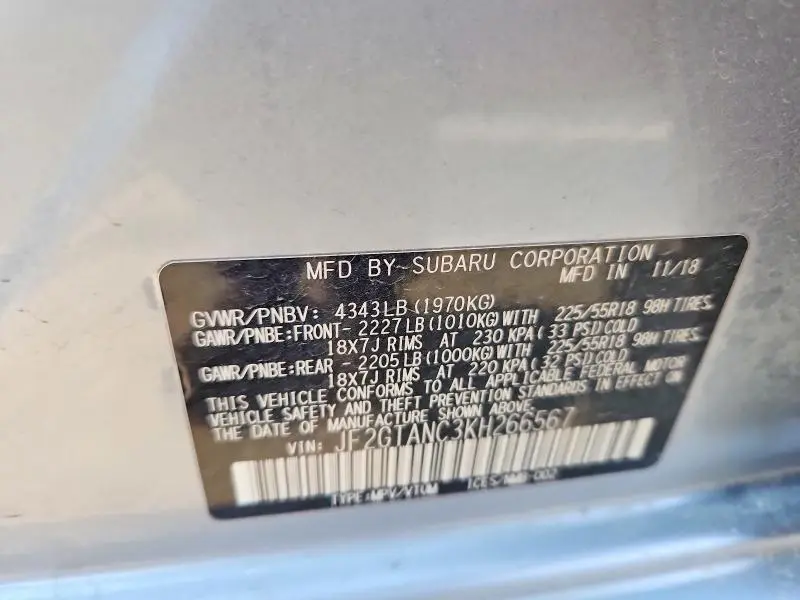 2019 SUBARU CROSSTREK LIMITED  