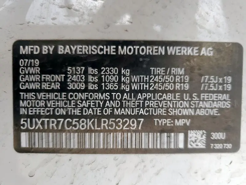 2019 BMW X3 SDRIVE30I  