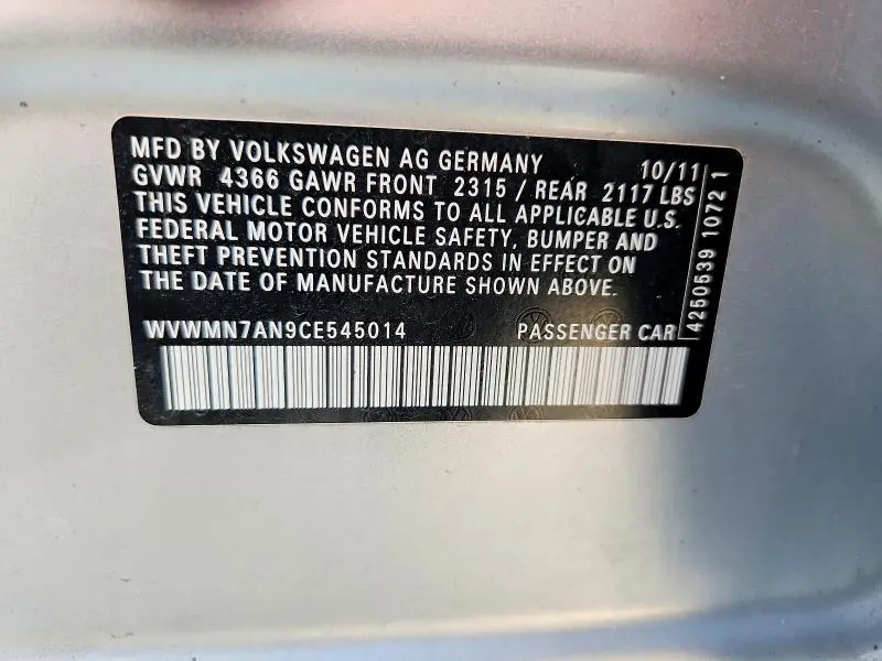 2012 VOLKSWAGEN CC SPORT  