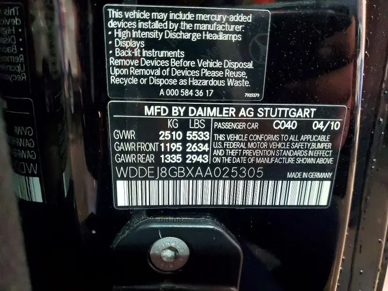 2010 MERCEDES-BENZ CL 550 4MATIC  