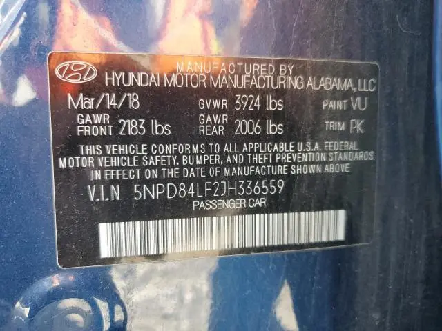 2018 HYUNDAI ELANTRA SEL  