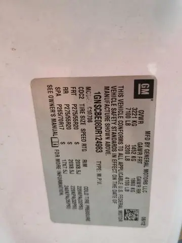 2013 CHEVROLET TAHOE C1500 LT  